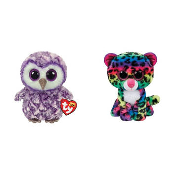 Ty - Knuffel - Beanie Boo's - Moonlight Owl & Dotty Leopard