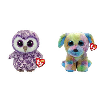 Ty - Knuffel - Beanie Boo's - Moonlight Owl & Max Dog