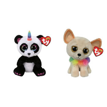 Ty - Knuffel - Beanie Boo's - Paris Panda & Chewey Chihuahua