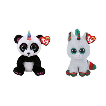 Ty - Knuffel - Beanie Boo's - Paris Panda & Christmas Unicorn