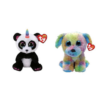 Ty - Knuffel - Beanie Boo's - Paris Panda & Max Dog