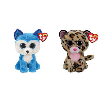 Ty - Knuffel - Beanie Boo's - Prince Husky & Livvie Leopard