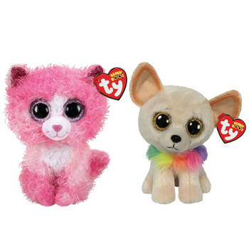 Ty - Knuffel - Beanie Boo's - Reagan Cat & Chewey Chihuahua