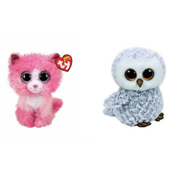 Ty - Knuffel - Beanie Boo's - Reagan Cat & Owlette Owl