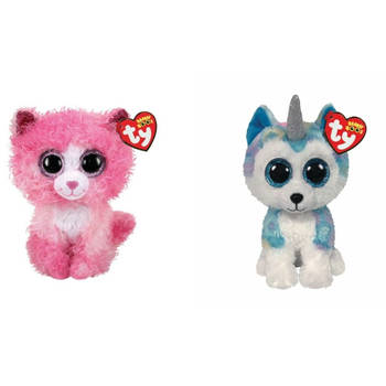 Ty - Knuffel - Beanie Boo's - Reagan Cat & Helena Husky