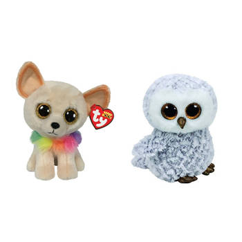 Ty - Knuffel - Beanie Boo's - Chewey Chihuahua & Owlette Owl