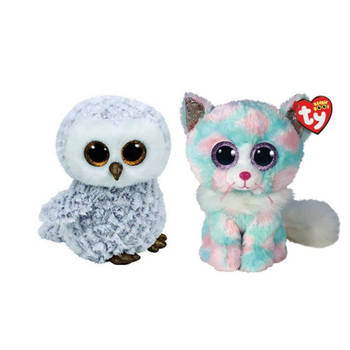 Ty - Knuffel - Beanie Boo's - Owlette Owl & Opal Cat