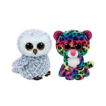 Ty - Knuffel - Beanie Boo's - Owlette Owl & Dotty Leopard