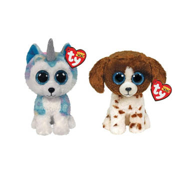 Ty - Knuffel - Beanie Boo's - Helena Husky & Muddles Dog