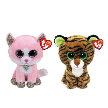 Ty - Knuffel - Beanie Boo's - Fiona Pink Cat & Tiggy Tiger