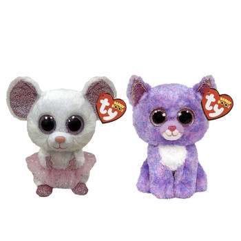 Ty - Knuffel - Beanie Boo's - Nina Mouse & Cassidy Cat