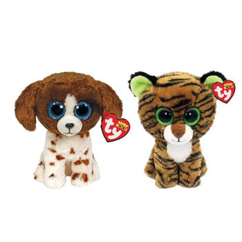 Ty - Knuffel - Beanie Boo's - Muddles Dog & Tiggy Tiger