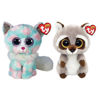 Ty - Knuffel - Beanie Boo's - Opal Cat & Racoon