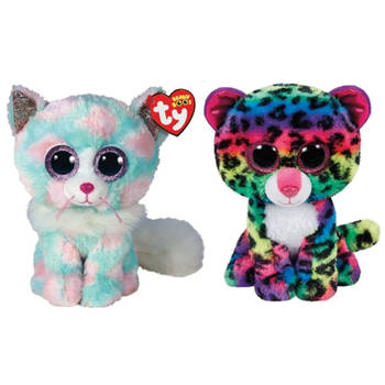 Ty - Knuffel - Beanie Boo's - Opal Cat & Dotty Leopard