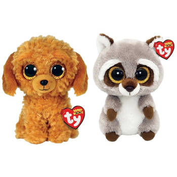 Ty - Knuffel - Beanie Boo's - Golden Doodle Dog & Racoon