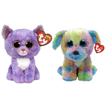 Ty - Knuffel - Beanie Boo's - Cassidy Cat & Max Dog