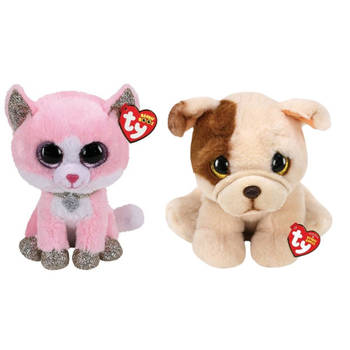 Ty - Knuffel - Beanie Buddy - Fiona Pink Cat & Houghie Dog