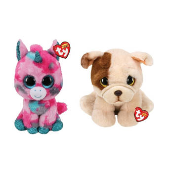 Ty - Knuffel - Beanie Buddy - Gumball Unicorn & Houghie Dog