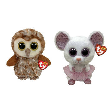 Ty - Knuffel - Beanie Buddy - Percy Owl & Nina Mouse
