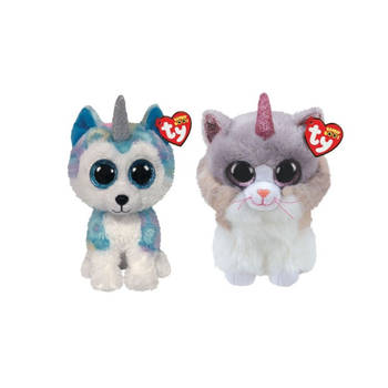 Ty - Knuffel - Beanie Buddy - Helena Husky & Asher Cat