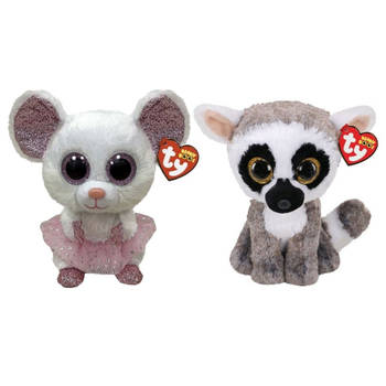 Ty - Knuffel - Beanie Buddy - Nina Mouse & Linus Lemur