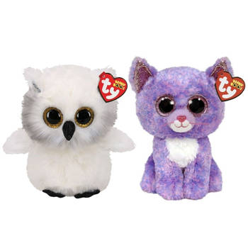 Ty - Knuffel - Beanie Buddy - Austin Owl & Cassidy Cat