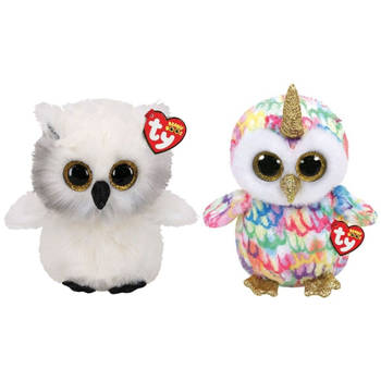 Ty - Knuffel - Beanie Buddy - Austin Owl & Enchanted Owl