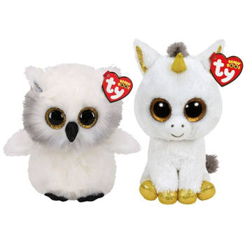 Ty - Knuffel - Beanie Buddy - Austin Owl & Pegasus Unicorn