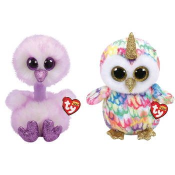 Ty - Knuffel - Beanie Buddy - Kenya Ostrich & Enchanted Owl