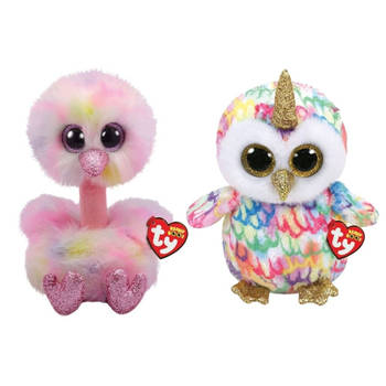 Ty - Knuffel - Beanie Buddy - Avery Ostrich & Enchanted Owl