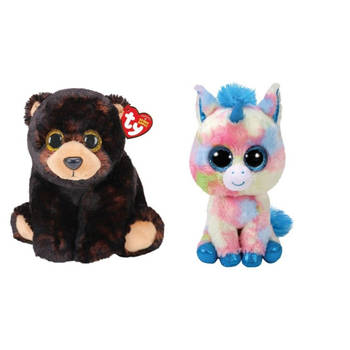 Ty - Knuffel - Beanie Buddy - Kodi Bear & Blitz Unicorn