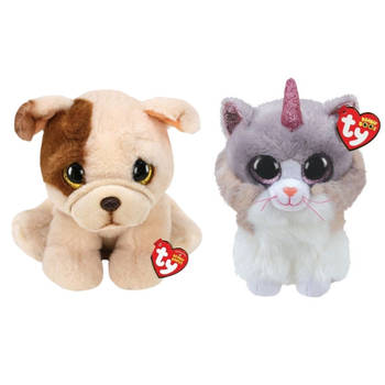 Ty - Knuffel - Beanie Buddy - Houghie Dog & Asher Cat