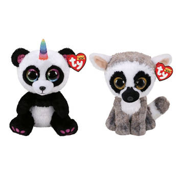 Ty - Knuffel - Beanie Buddy - Paris Panda & Linus lemur