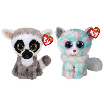 Ty - Knuffel - Beanie Buddy - Linus Lemur & Opal Cat