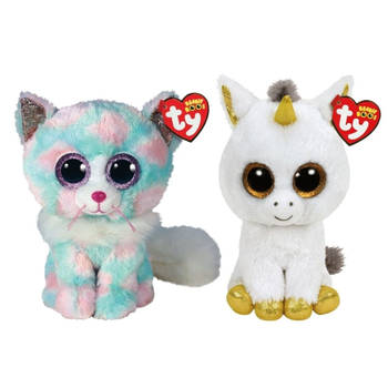 Ty - Knuffel - Beanie Buddy - Opal Cat & Pegasus Unicorn
