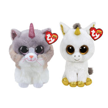 Ty - Knuffel - Beanie Buddy - Asher Cat & Pegasus Unicorn