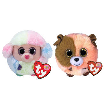 Ty - Knuffel - Teeny Puffies - Rainbow Poodle & Mandarin Dog