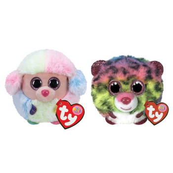 Ty - Knuffel - Teeny Puffies - Rainbow Poodle & Dotty Leopard