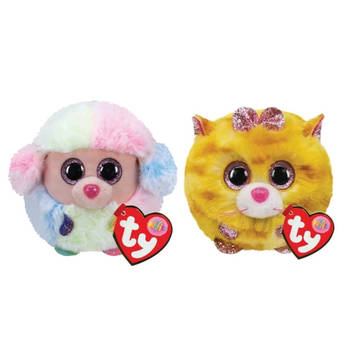 Ty - Knuffel - Teeny Puffies - Rainbow Poodle & Tabitha Cat