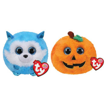 Ty - Knuffel - Teeny Puffies - Prince Husky & Halloween Pumpkin