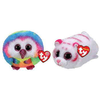 Ty - Knuffel - Teeny Puffies - Owel Owl & Tabor Tiger