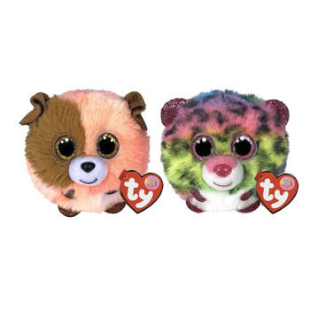 Ty - Knuffel - Teeny Puffies - Mandarin Dog & Dotty Leopard