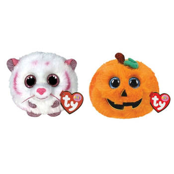 Ty - Knuffel - Teeny Puffies - Tabor Tiger & Halloween Pumpkin