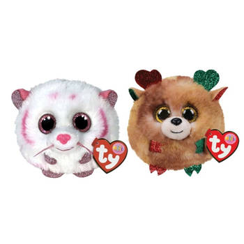 Ty - Knuffel - Teeny Puffies - Tabor Tiger & Christmas Reindeer