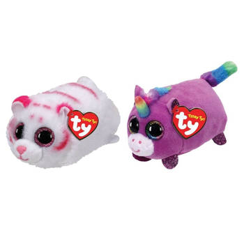 Ty - Knuffel - Teeny Ty's - Tabor Tiger & Rosette Unicorn