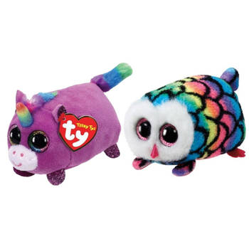 Ty - Knuffel - Teeny Ty's - Rosette Unicorn & Hootie Owl