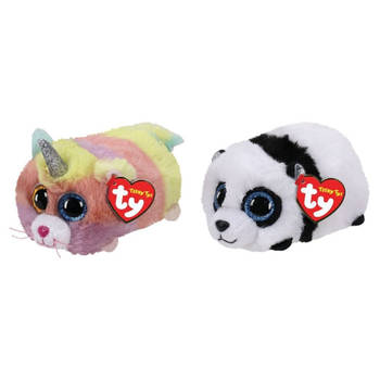 Ty - Knuffel - Teeny Ty's - Heather Cat & Bamboo Panda