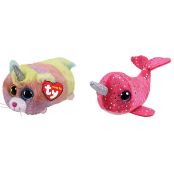 Ty - Knuffel - Teeny Ty's - Heather Cat & Nelly Narwhal