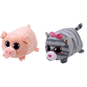 Ty - Knuffel - Teeny Ty's - Curly Pig & Cassie Mouse