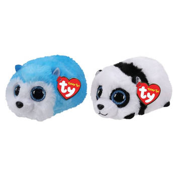 Ty - Knuffel - Teeny Ty's - Slush Husky & Bamboo Panda